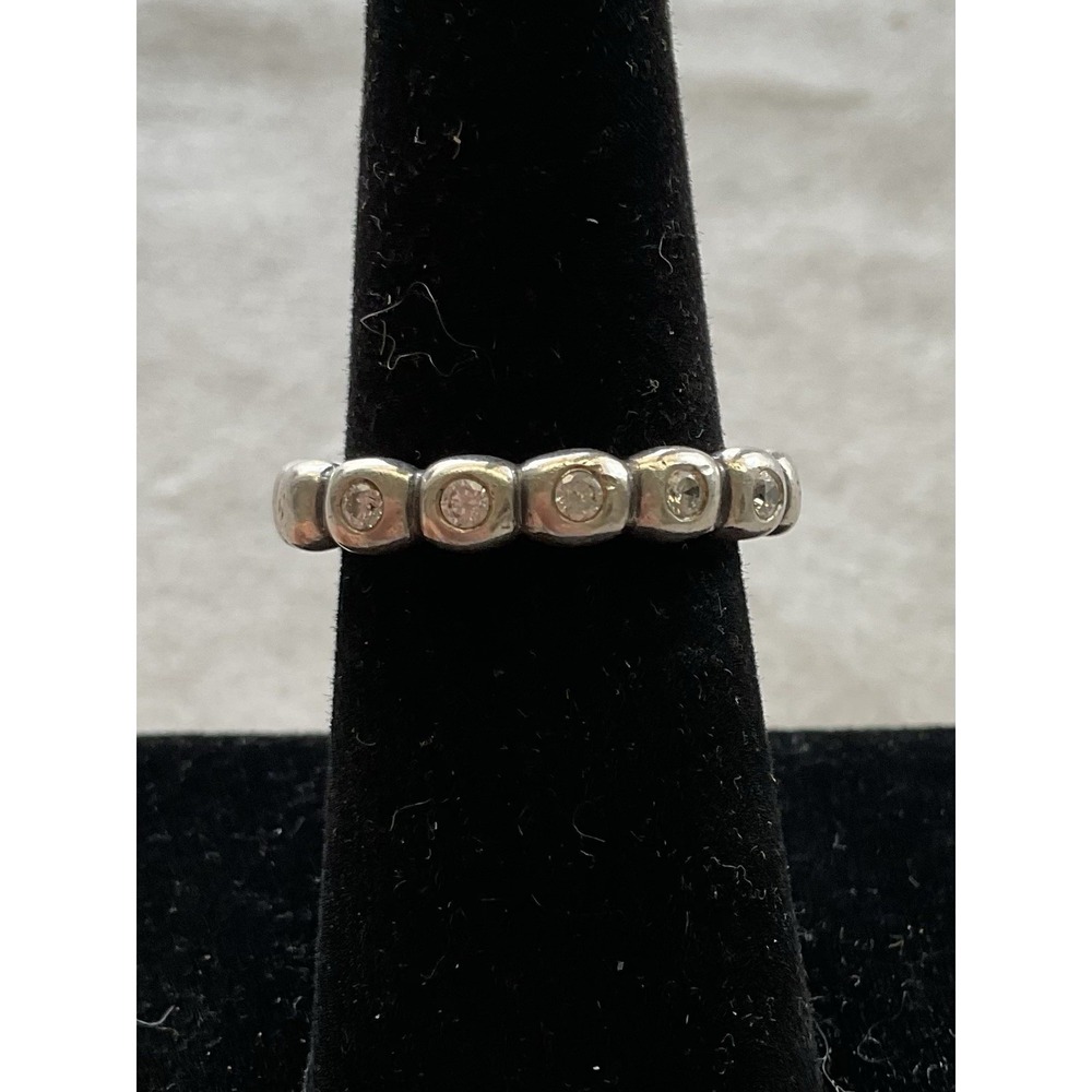 Pandora sterling silver Bubble Stack ring Size 6.25 Clear Stones Vintage